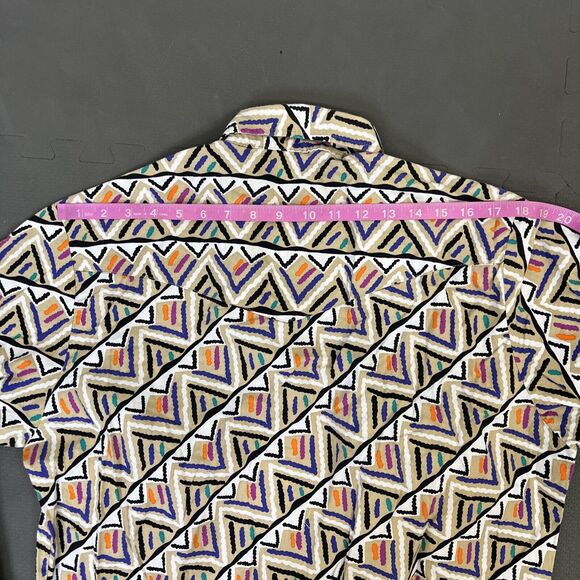 Vintage Lone Roo by Roper Western Shirt Long Sleeve Geometric Print FS Charity - Picture 12 of 12